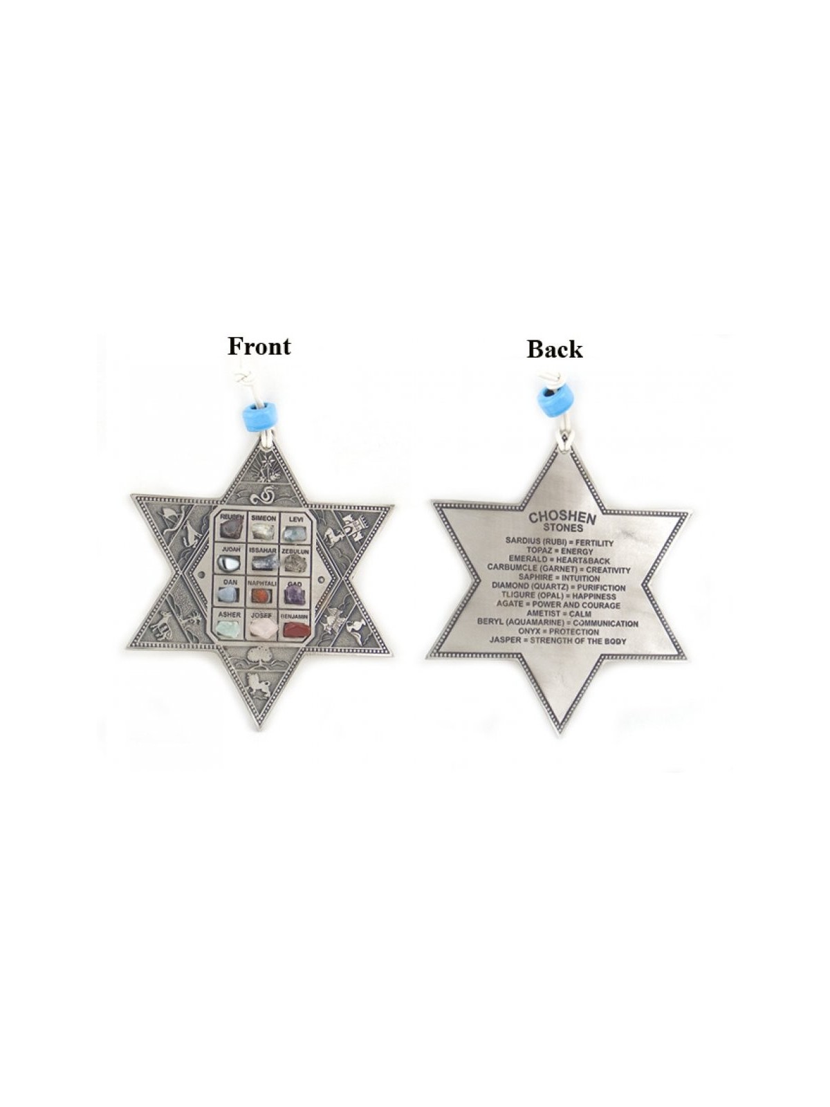 תליית קיר מגן דוד עם שנים עשר שבטים וב... | מָגֵן דָוִד